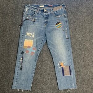 Pilcro Anthropologie Embroidered Patchwork Boho Vintage Jeans- 30 Slim Boyfriend